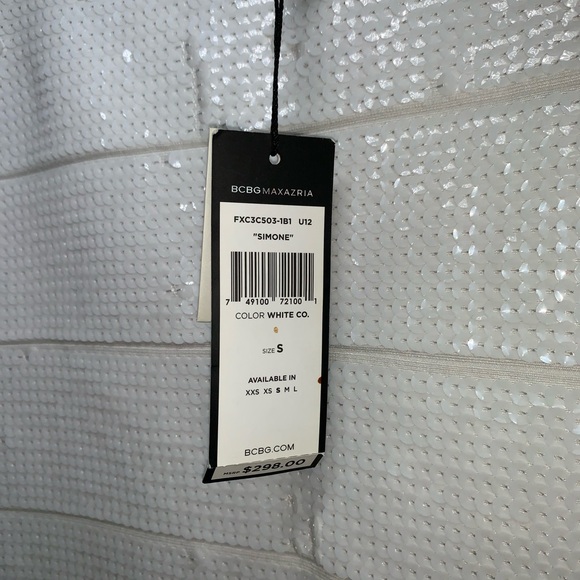 BCBG MAXAZRIA SIMONE WHITE SEQUIN SKIRT - Picture 3 of 5